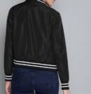 Women Black Solid Bomber Jacket with Stand Collar | TFC-WJ-002
