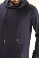 Unisex Pull Over Hoodie with Adjustable Hood and Stud Details